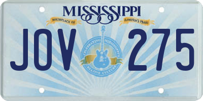 MS license plate JOV275