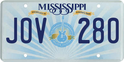 MS license plate JOV280