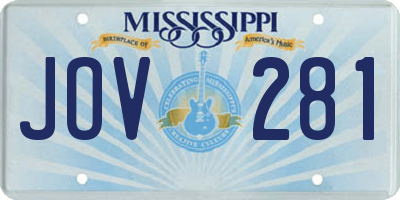 MS license plate JOV281