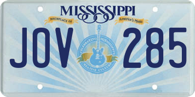 MS license plate JOV285