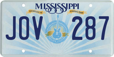 MS license plate JOV287