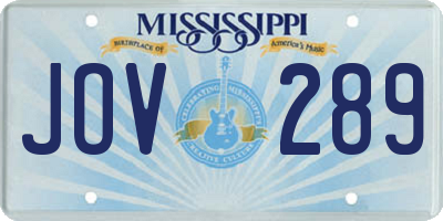 MS license plate JOV289