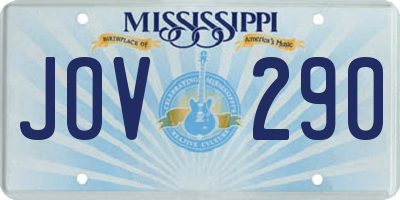 MS license plate JOV290