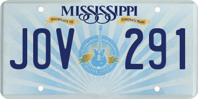 MS license plate JOV291