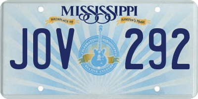 MS license plate JOV292