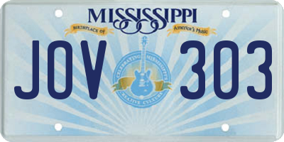 MS license plate JOV303