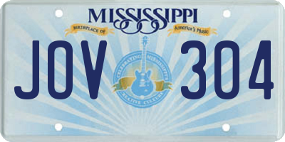 MS license plate JOV304
