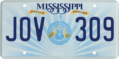 MS license plate JOV309