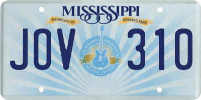 MS license plate JOV310