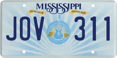 MS license plate JOV311