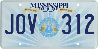 MS license plate JOV312