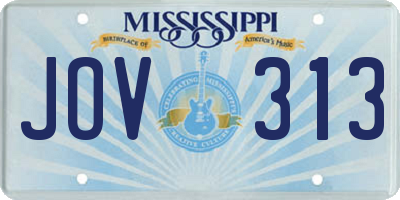 MS license plate JOV313