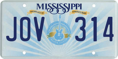 MS license plate JOV314