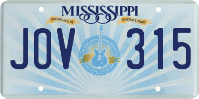 MS license plate JOV315