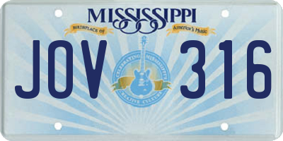 MS license plate JOV316