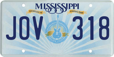 MS license plate JOV318