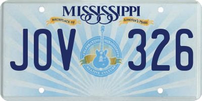 MS license plate JOV326