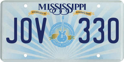 MS license plate JOV330