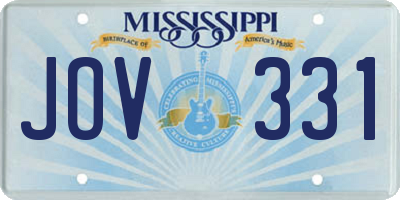 MS license plate JOV331