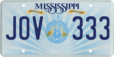 MS license plate JOV333