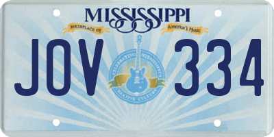 MS license plate JOV334