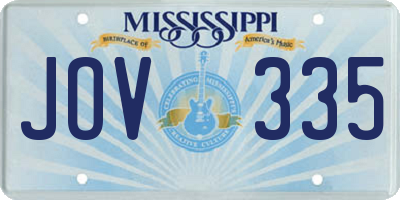 MS license plate JOV335