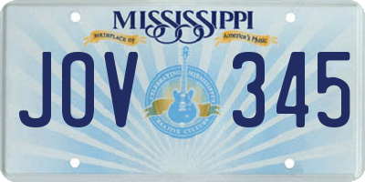 MS license plate JOV345