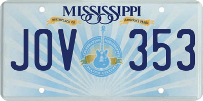 MS license plate JOV353