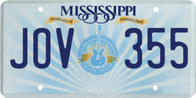 MS license plate JOV355