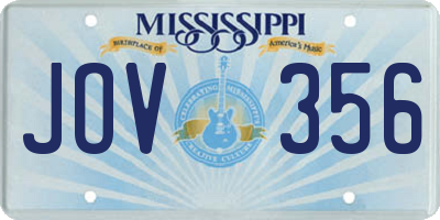 MS license plate JOV356