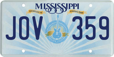 MS license plate JOV359