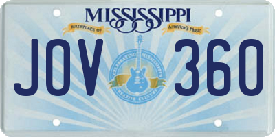 MS license plate JOV360