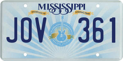 MS license plate JOV361