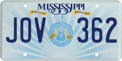 MS license plate JOV362