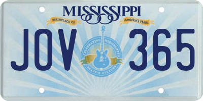 MS license plate JOV365