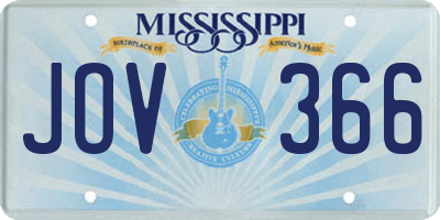 MS license plate JOV366