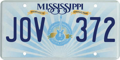 MS license plate JOV372
