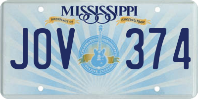 MS license plate JOV374