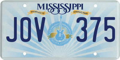 MS license plate JOV375