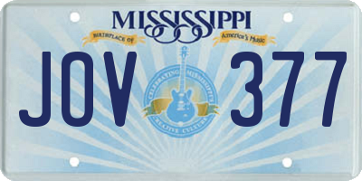 MS license plate JOV377