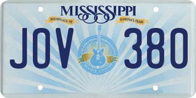 MS license plate JOV380