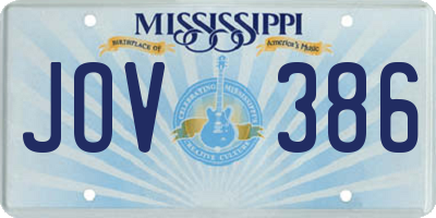 MS license plate JOV386