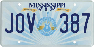 MS license plate JOV387