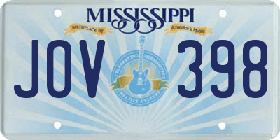 MS license plate JOV398
