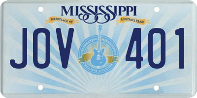 MS license plate JOV401