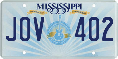 MS license plate JOV402