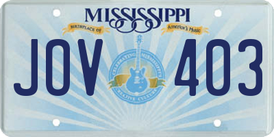 MS license plate JOV403