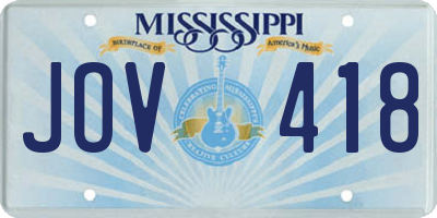 MS license plate JOV418