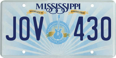 MS license plate JOV430