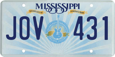 MS license plate JOV431